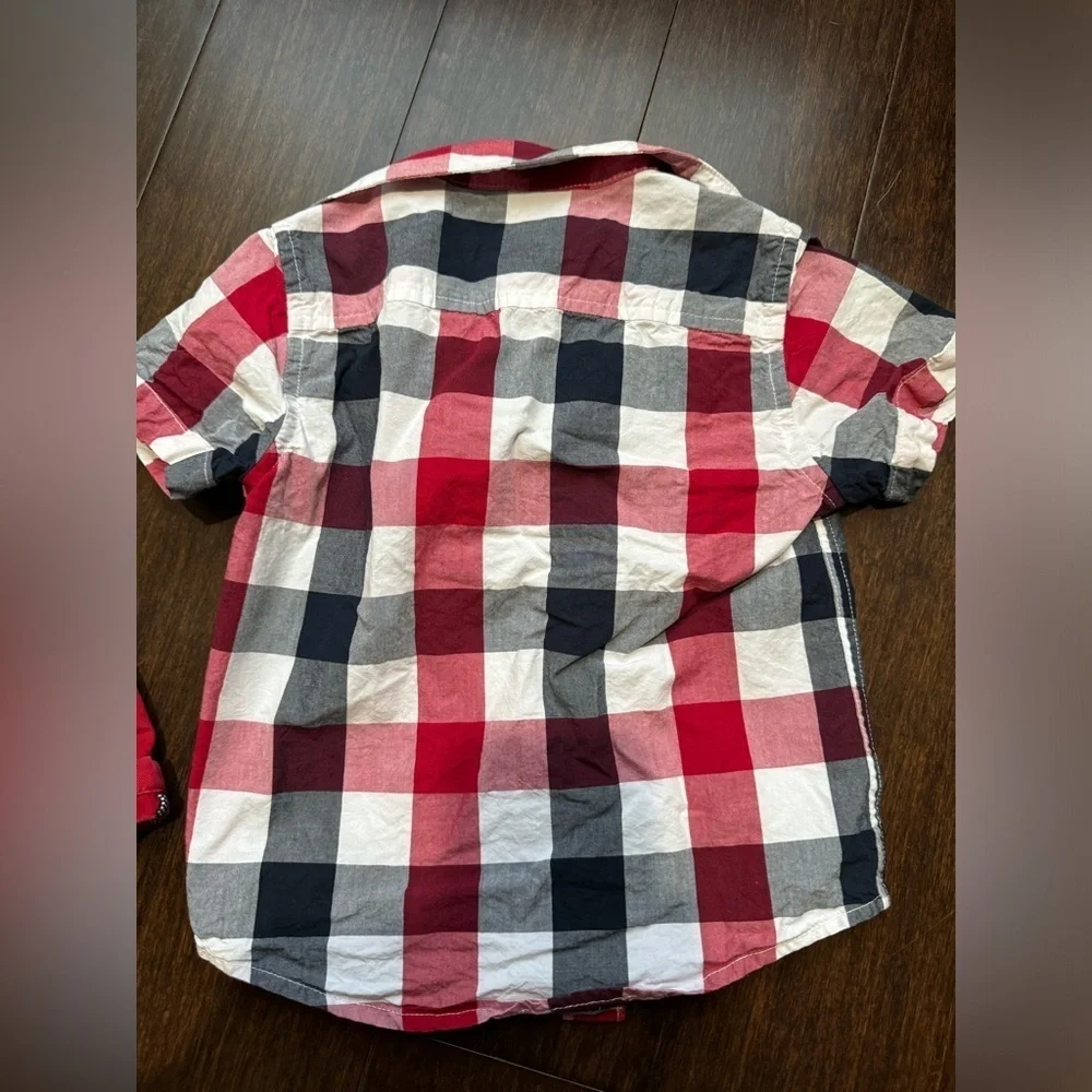 Gymboree American Cutie Gingham Button Up Shirt and Cuff Pull on Shorts